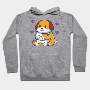 Cute Dog And Cat Cartoon Hoodie